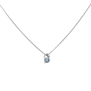 9ct White Gold Blue Gemstone Solitaire Pendant and Chain 16"