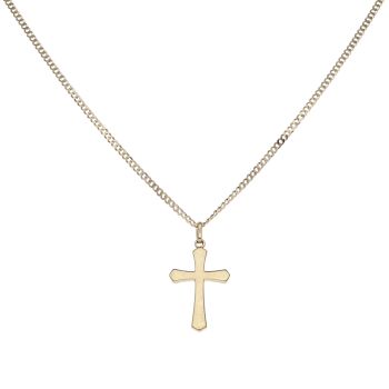 9ct Yellow Gold Cross Pendant and Chain 18"