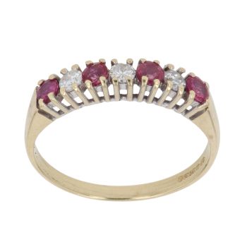 18ct Yellow Gold 0.20ct Diamond and Ruby Half Eternity Ring