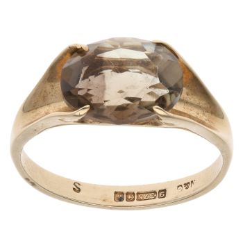 9ct Yellow Gold Smoky Quartz Single Stone Ring
