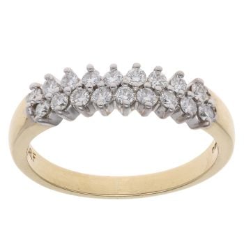 18ct Yellow Gold 0.50ct Brilliant Cut Diamond Two Row Ring