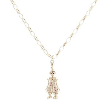 9ct Yellow Gold Multi-Gemstone Clown Pendant and Chain 24"