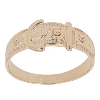 9ct Yellow Gold Patterned Buckle Ring