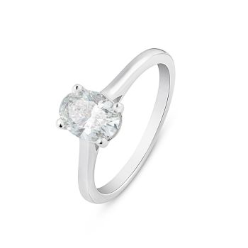 18ct White Gold 1.00ct Oval Lab Grown Diamond Solitaire Ring G VS