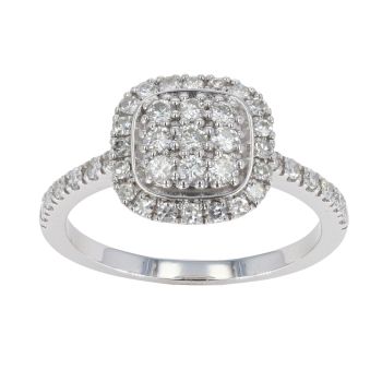 9ct White Gold Diamond Cluster Ring by Anya Belle