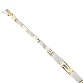 14ct Yellow and White Gold Greek Key Bracelet 7.5"