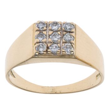 18ct Yellow Gold 0.35ct Diamond Signet Ring