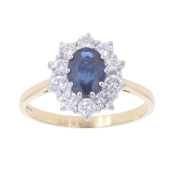 18ct Yellow Gold 1.00ct Diamond And Sapphire Cluster Ring