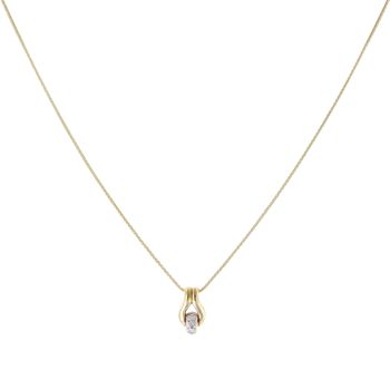 18ct Yellow and White Gold 0.06ct Diamond Pendant and Chain 18"