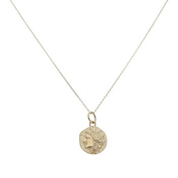 9ct Yellow Gold Fancy Coin Pendant and Chain 16"