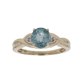 9ct Yellow Gold 0.02ct Diamond And Topaz Ring
