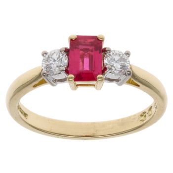 18ct Yellow Gold 0.30ct Brilliant Cut Diamond And Ruby Ring