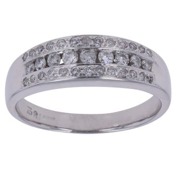 18ct White Gold 0.50ct Brilliant Cut Diamond Three Row Fancy Ring