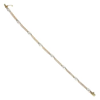 9ct Yellow and White Gold Cubic Zirconia Bracelet 7.5"