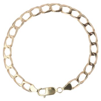 9ct Yellow Gold Square Curb Bracelet 8"