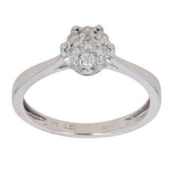 9ct White Gold 0.20ct Diamond Cluster Ring
