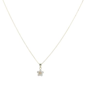 14ct Yellow Gold Children's Cubic Zirconia Flower Pendant and Chain 16"