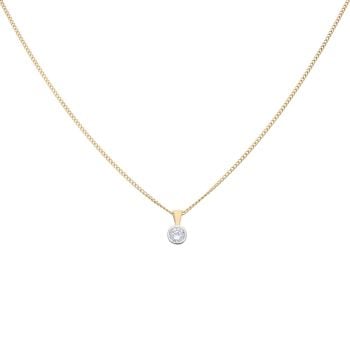 18ct Yellow Gold 0.25ct Brilliant Cut Diamond Solitaire Pendant And Chain 18"