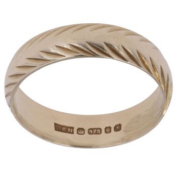 9ct Yellow Gold Patterned Wedding Band 4.4mm