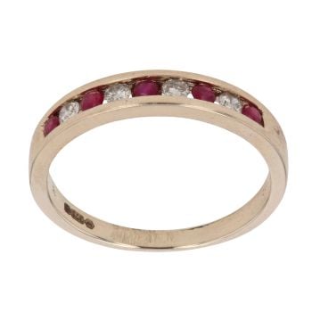 9ct Yellow Gold 0.15ct Diamond And Ruby Ring