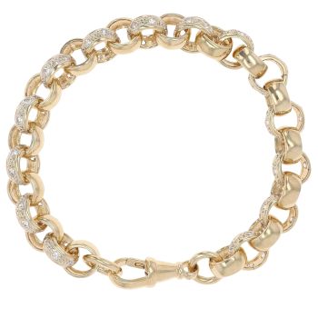 9ct Yellow Gold Cubic Zirconia Belcher Bracelet 7.5"