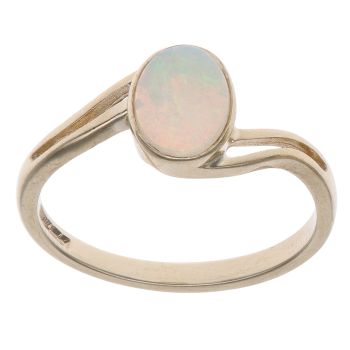 9ct Yellow Gold Opal Twist Solitaire Ring