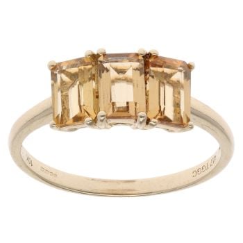 9ct Yellow Gold Citrine Three Stone Ring