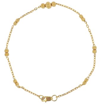 22ct Yellow Gold Diamond Cut Bead Fancy Bracelet 7"