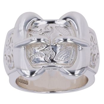 Sterling Silver Double Buckle Ring