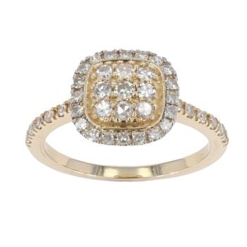 9ct Yellow Gold Diamond Cluster Shoulders Ring by Anya Belle