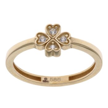 14ct Yellow Gold Cubic Zirconia Clover Ring