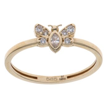 14ct Yellow Gold Cubic Zirconia Bee Ring
