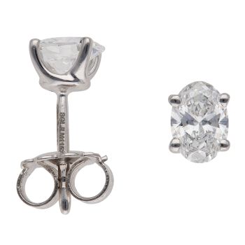 9ct White Gold 1.00ct Oval Cut Lab Grown Diamond Stud Earrings