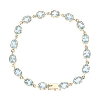 9ct Yellow Gold Blue Topaz Bracelet 7.5"