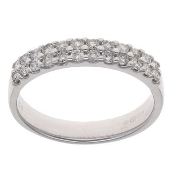 18ct White Gold 0.50ct Brilliant Cut Diamond Two Row Ring