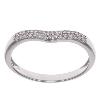 9ct White Gold 0.15ct Diamond Two Row Wishbone Ring