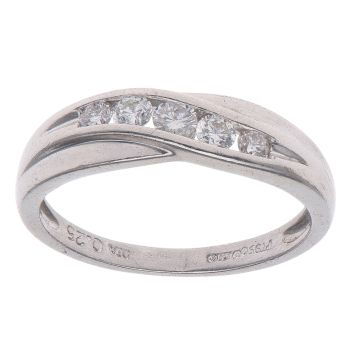 Platinum 0.25ct Brilliant Cut Diamond Crossover Ring