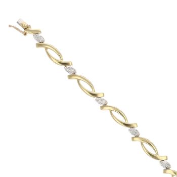 18ct Yellow Gold 0.43ct Brilliant Cut Diamond Fancy Bracelet 6.5"