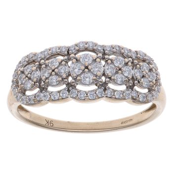 9ct Yellow Gold 0.25ct Brilliant Cut Diamond Fancy Cluster Ring