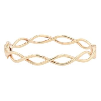 9ct Yellow Gold Patterned Hinged Bangle