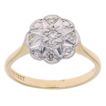 18ct Yellow Gold 0.10ct Brilliant Cut Diamond Cluster Ring
