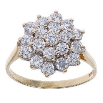 9ct Yellow Gold Cubic Zirconia Cluster Ring