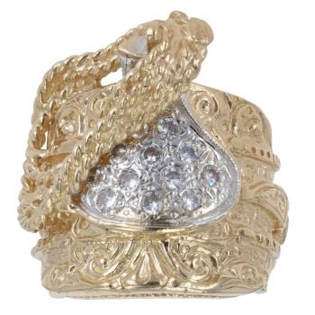 9ct Yellow Gold Cubic Zirconia Saddle Ring