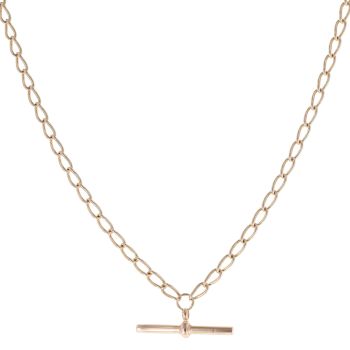 9ct Yellow Gold Curb T-Bar Chain 18"