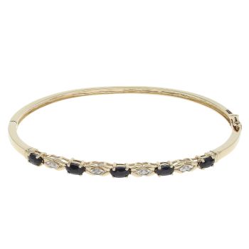 9ct Yellow Gold 0.05ct Diamond And Sapphire Bangle