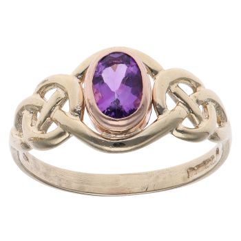 9ct Yellow Gold Amethyst Solitaire Ring