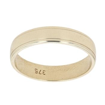 9ct Yellow Gold Striped Wedding Band 3.9mm
