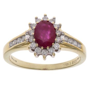 18ct Yellow Gold 0.33ct Brilliant Cut Diamond and Ruby Cluster Ring