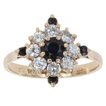 9ct Yellow Gold Cubic Zirconia and Sapphire Ring