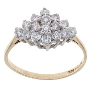 9ct Yellow Gold Cubic Zirconia Cluster Ring